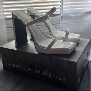 Jeffrey Campbell Hustler White Platform Sandals